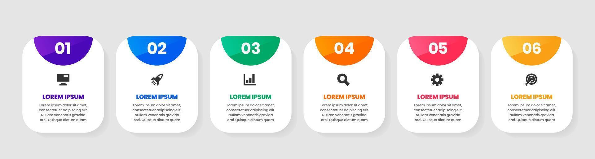 Label Infographic Element Design Templates with Icons and 6 Numbers. Suitable for Process Diagram, Presentations, Workflow Layout, Banner, Infographic vector