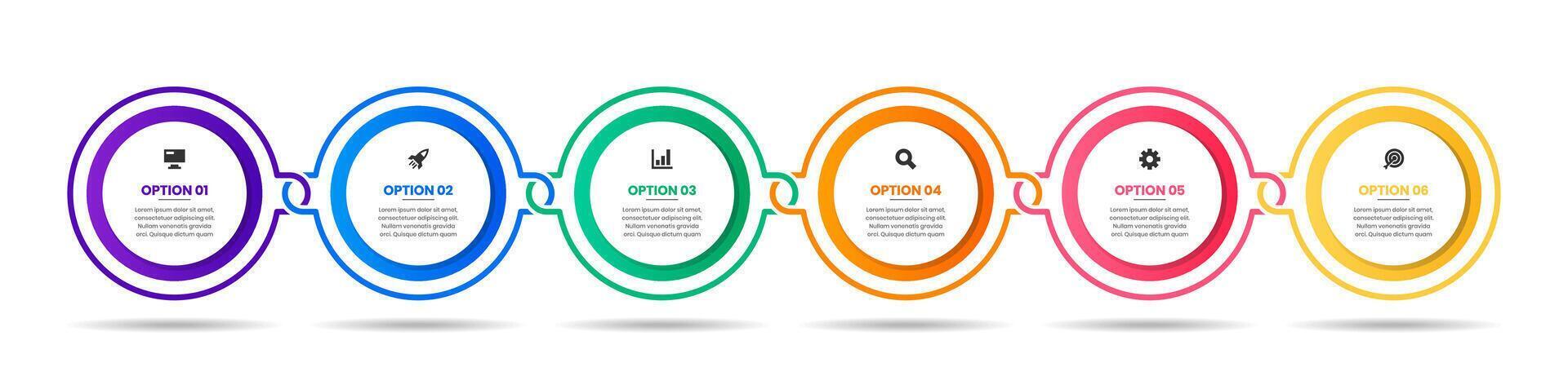 Circle Infographic Element Design Templates with Icons and 6 Options or Steps. Suitable for Process Diagram, Presentations vector