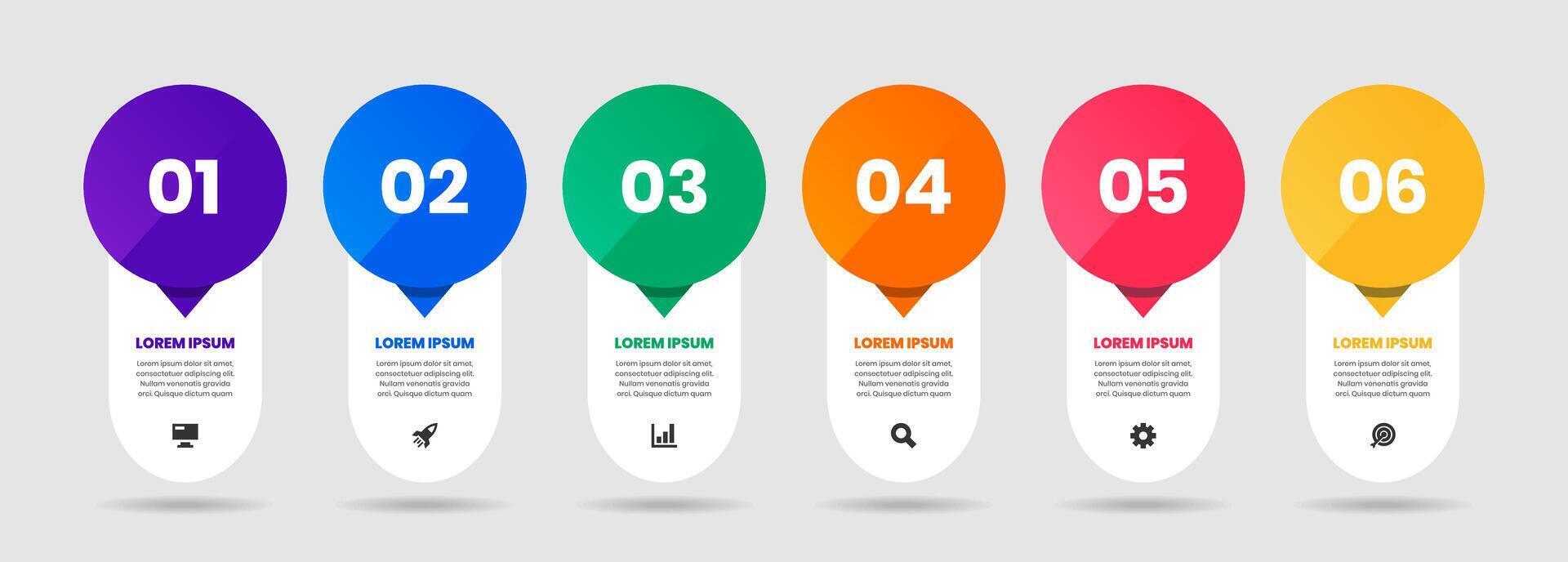 Label Infographic Element Design Templates with Icons and 6 Numbers. Suitable for Process Diagram, Presentations, Workflow Layout, Flow Chart, Infographic vector