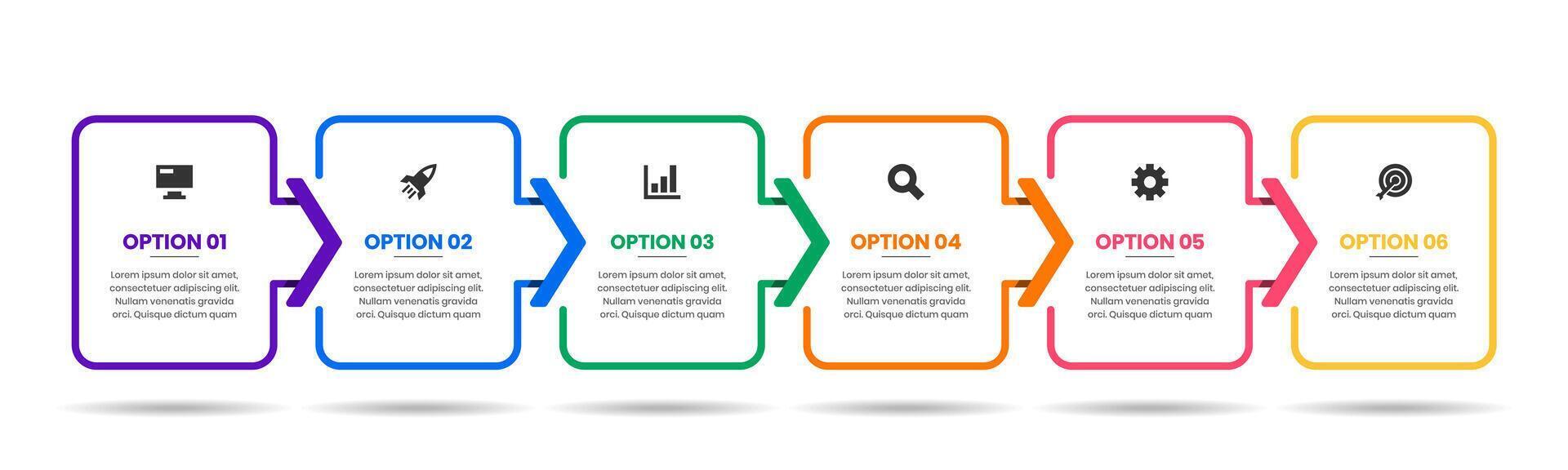 Simple Infographic Element Design Templates with Icons and 6 Options or Steps. Suitable for Process Diagram, Presentations, Workflow Layout, Flow Chart, Infographic vector
