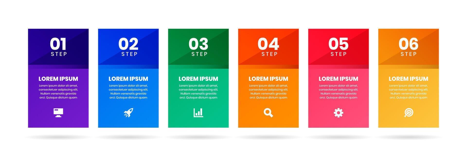 Label Infographic Element Design Templates with Icons and 6 Steps. Can be Use for Process Diagram, Presentations, Workflow Layout, Banner, Flow Chart vector