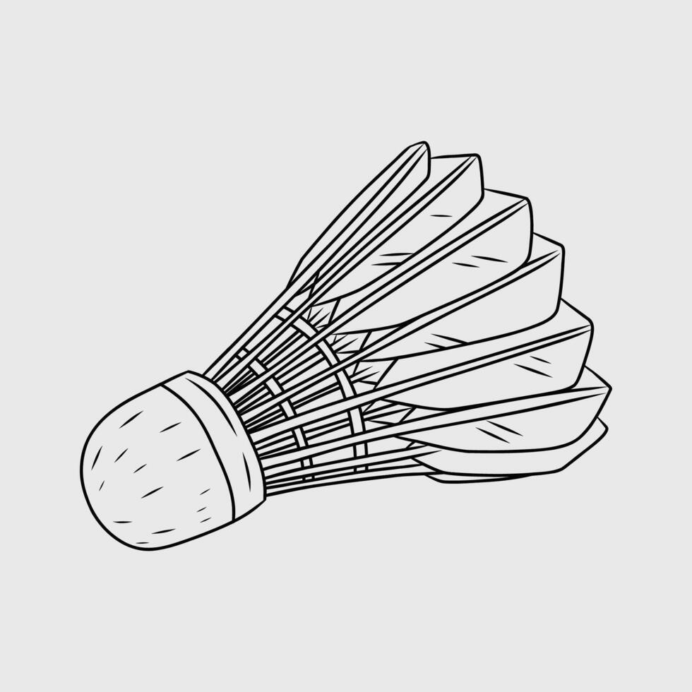 Detailed Line Art of a Badminton Shuttlecock vector