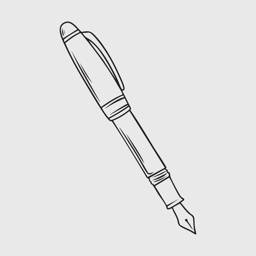 Detailed Line Drawing of a Fountain Pen vector