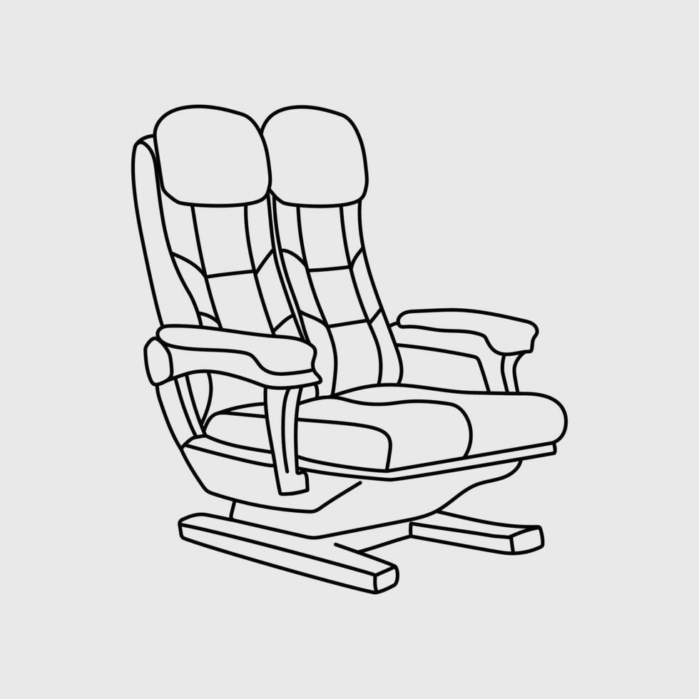 Airplane Passenger Seat. Line Art Illustration vector
