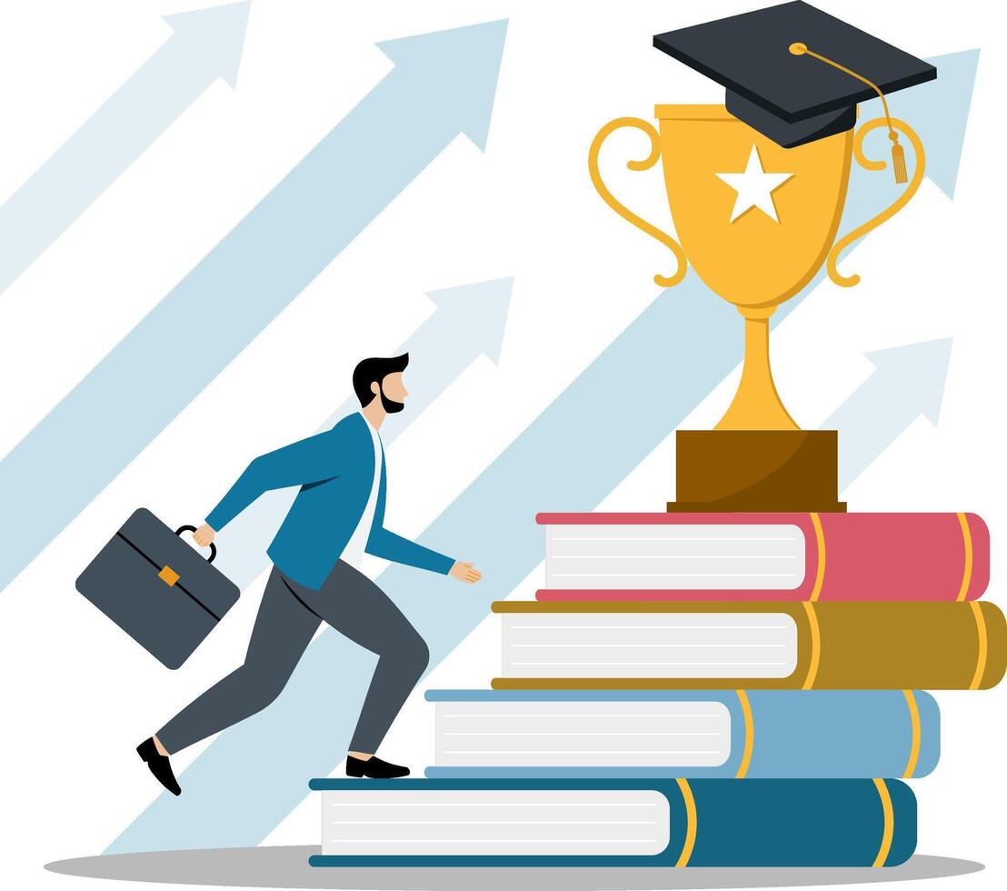 Climb the ladder of success with books and education vector