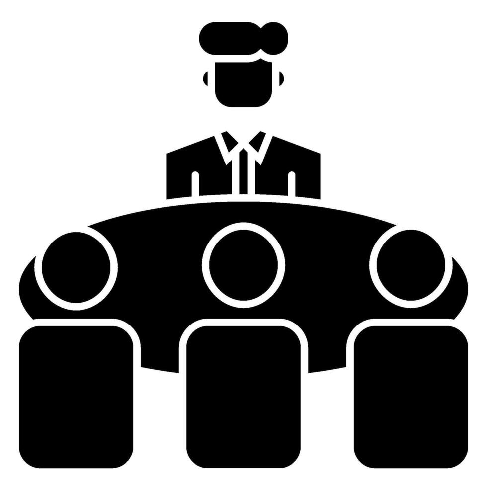 Meeting Leader Male Solid icon isolated on white vector