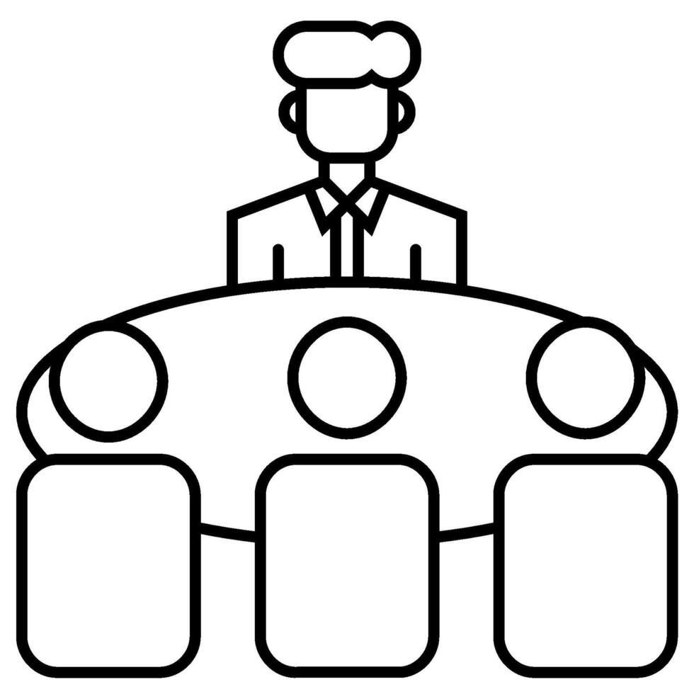 Meeting Leader Male outline icon isolated on white vector