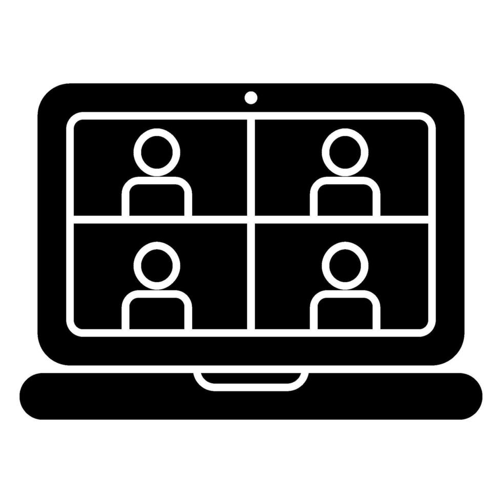 Virtual Meeting Solid icon isolated on white vector