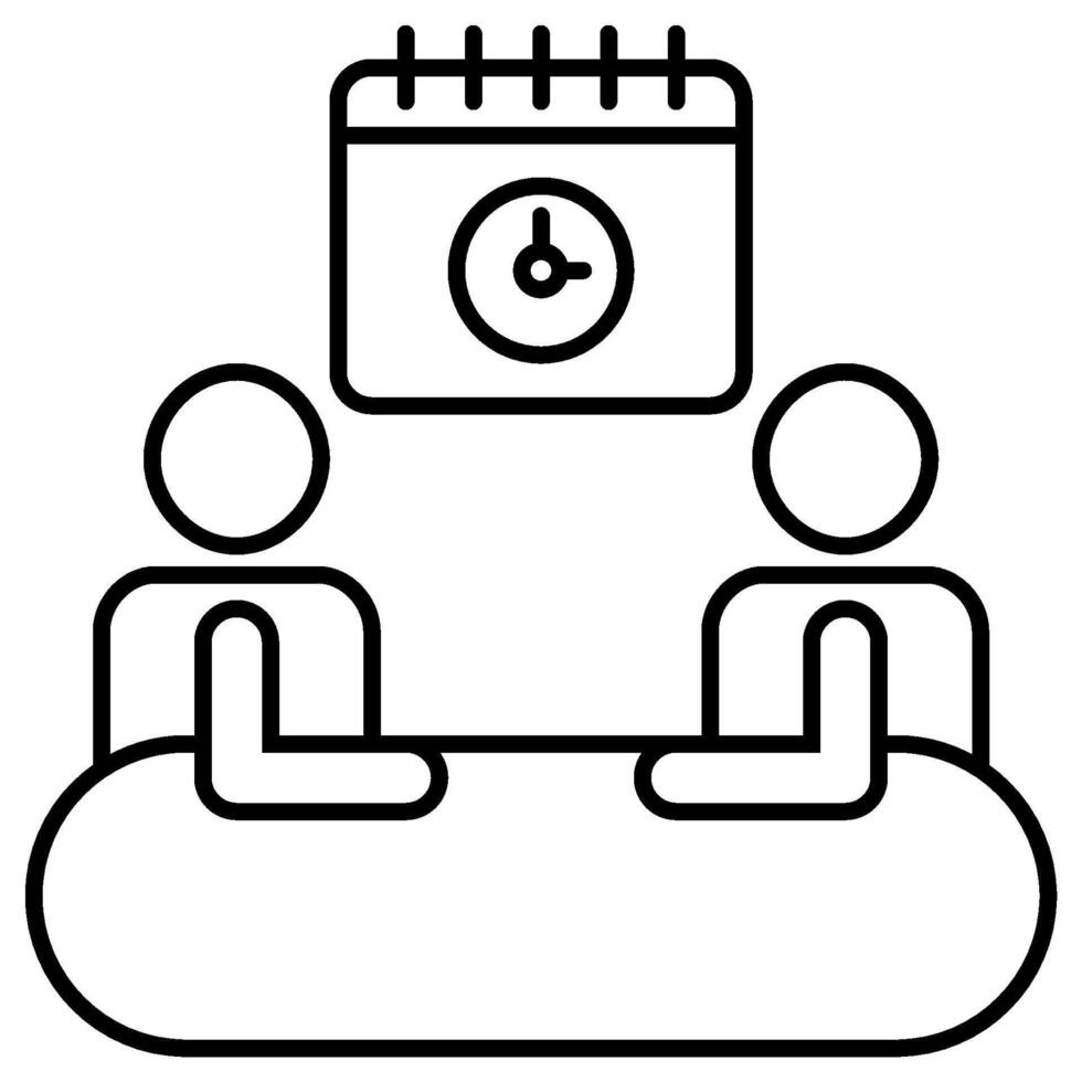 Meeting Time and Date outline icon isolated on white vector