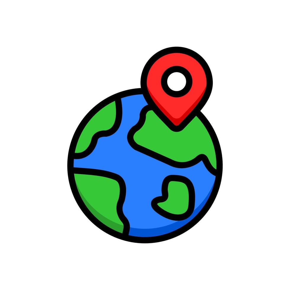 World and Location Point Icon vector