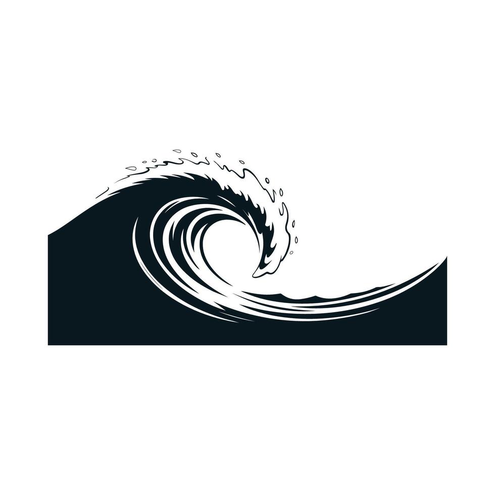 Powerful Ocean Wave Silhouette Art vector