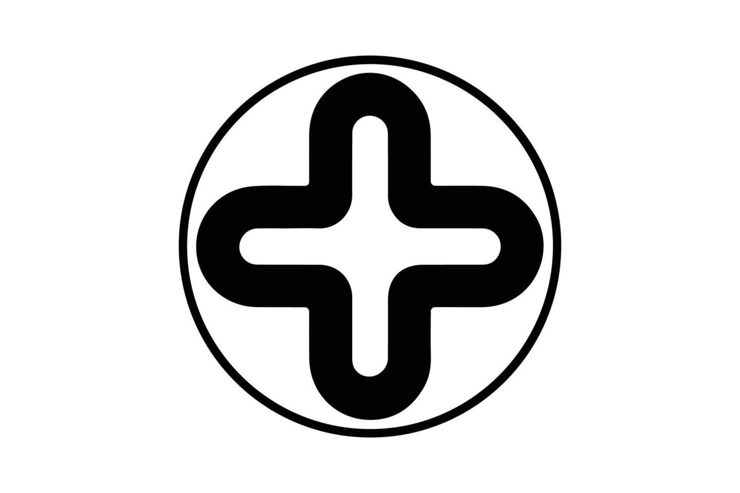 Plus Circle Black Icon Illustration vector
