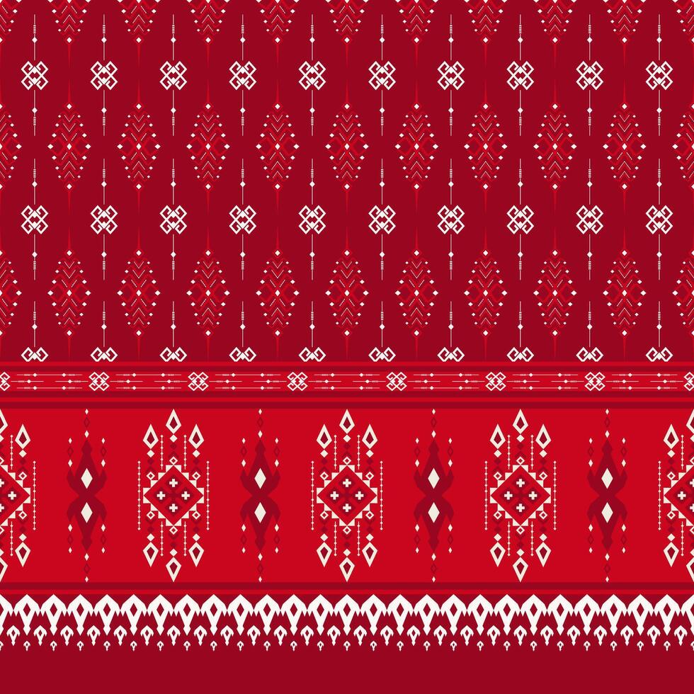 Traditional Thai ethnic geometric pattern. Colorful red Thai silk sarong geometric shape seamless pattern. Ethnic geometric pattern use for fabric, textile, home decoration elements, upholstery vector