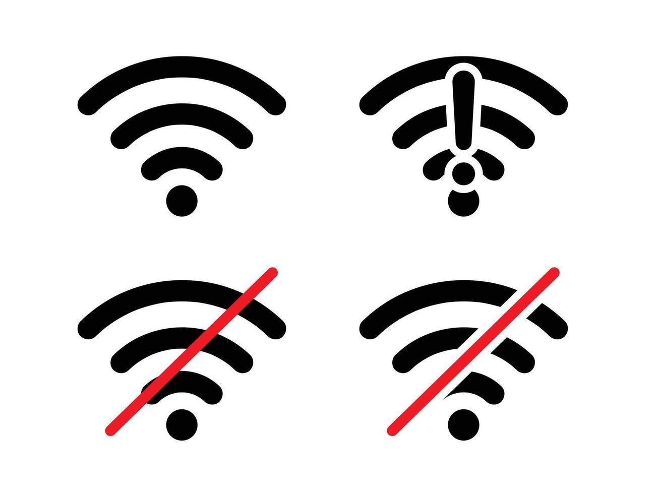 Wireless connection icon, hotspot access wrong, problem, failed to connect vector