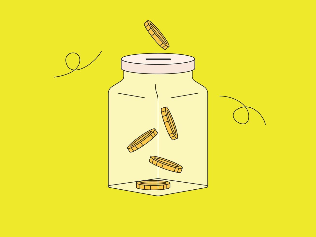 PrintCoins put in a jar illustration saving concept vector