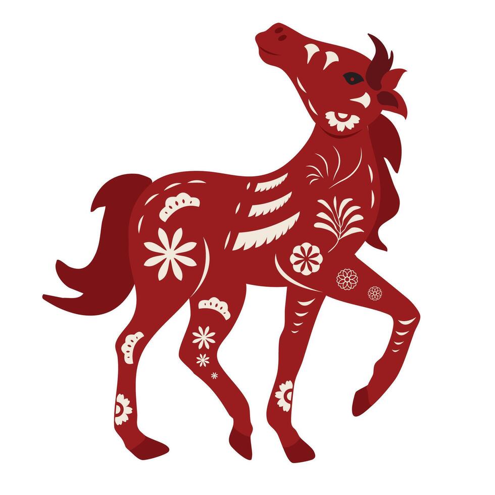 Red chinese new year 2026 celebration background.Year of the horse for square design vector