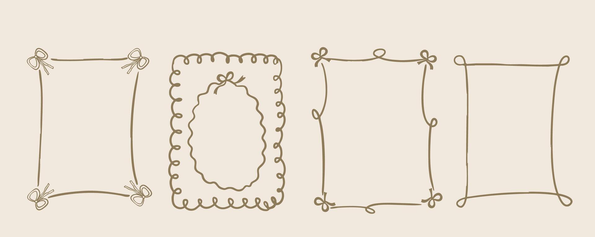 Hand drawn doodle wavy frame border for birthday, wedding , kid invitation design vector