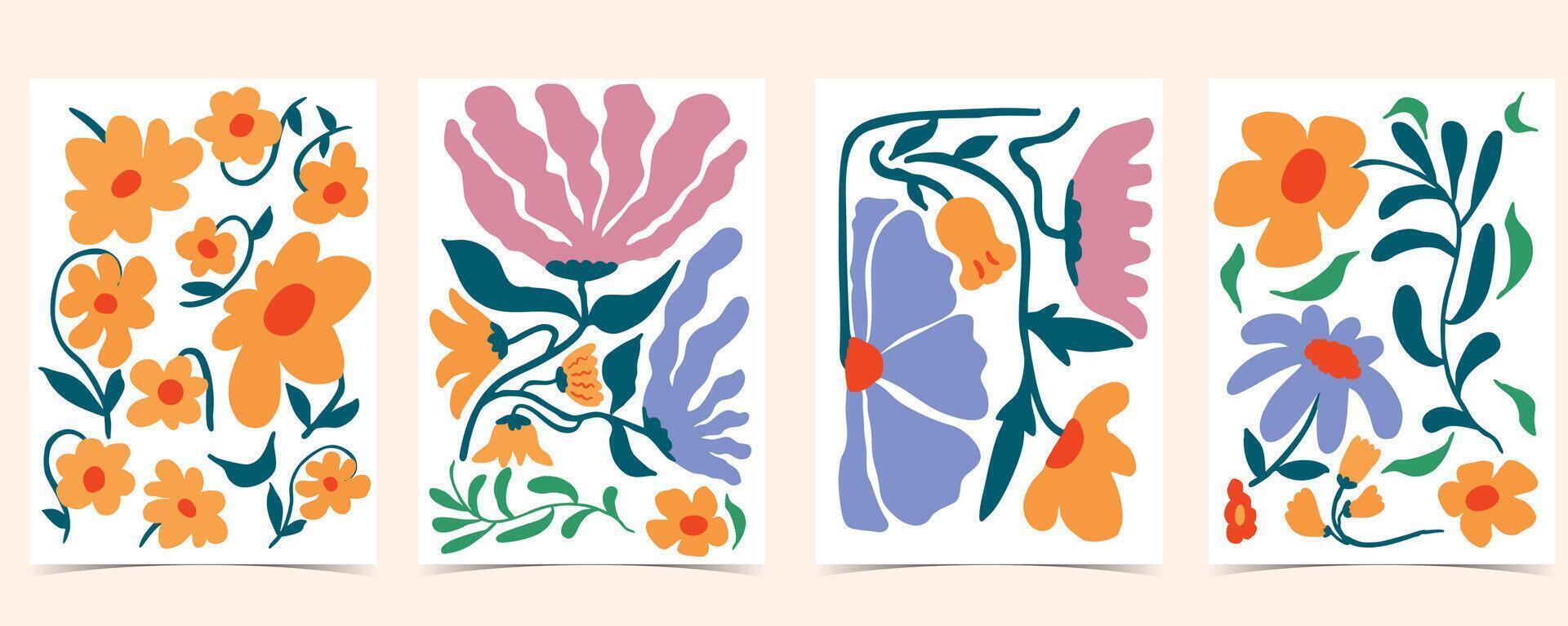 groovy flower background in naive style for A4 vertical design vector