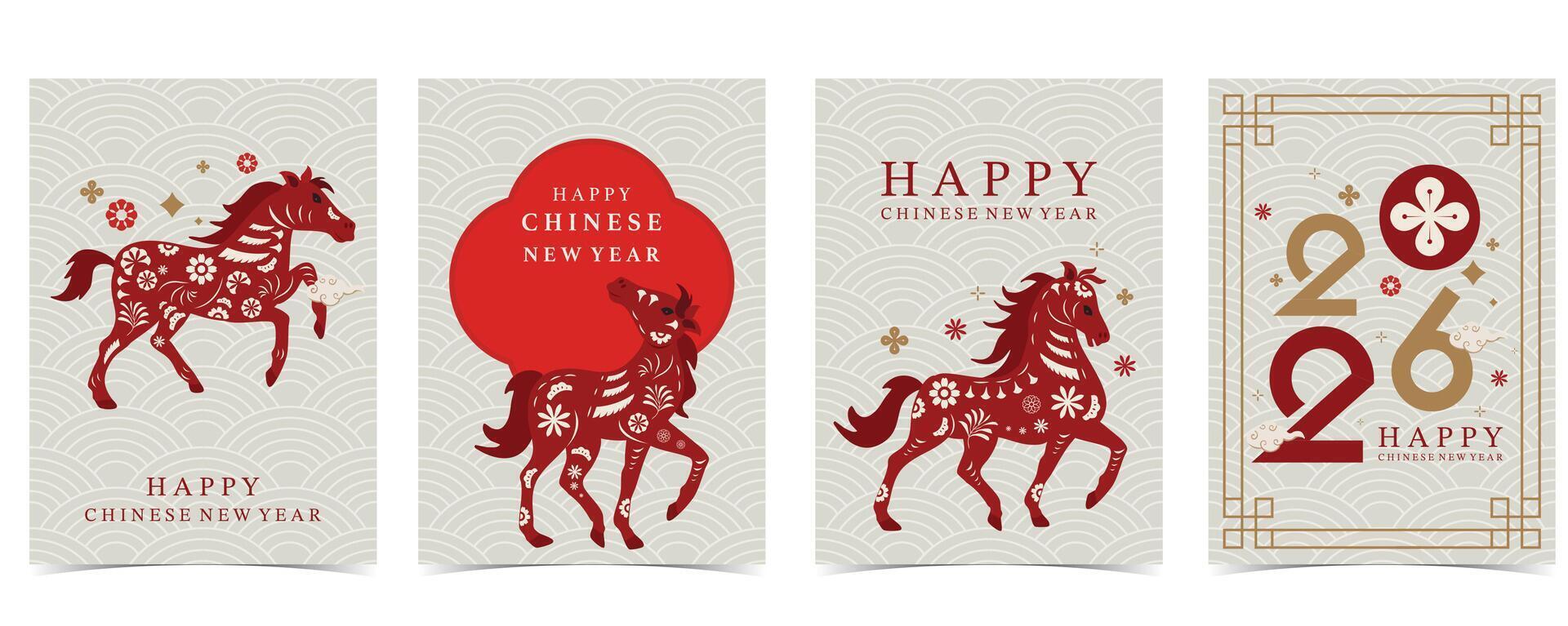 Chinese New Year celebration cards vector