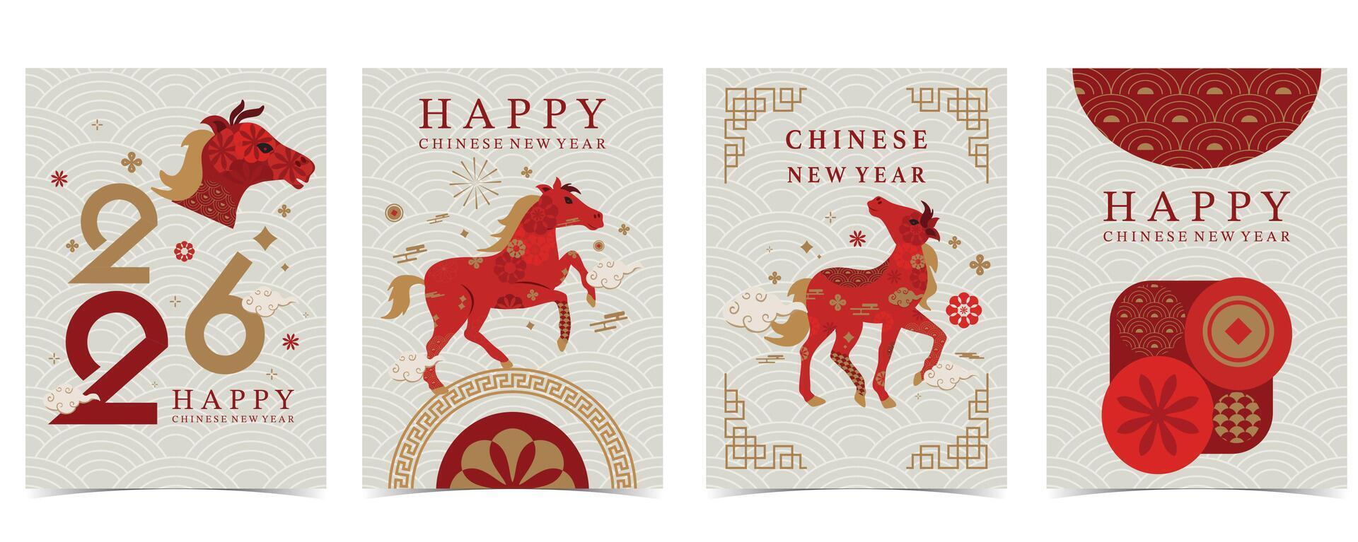 Chinese New Year greeting card designs vector