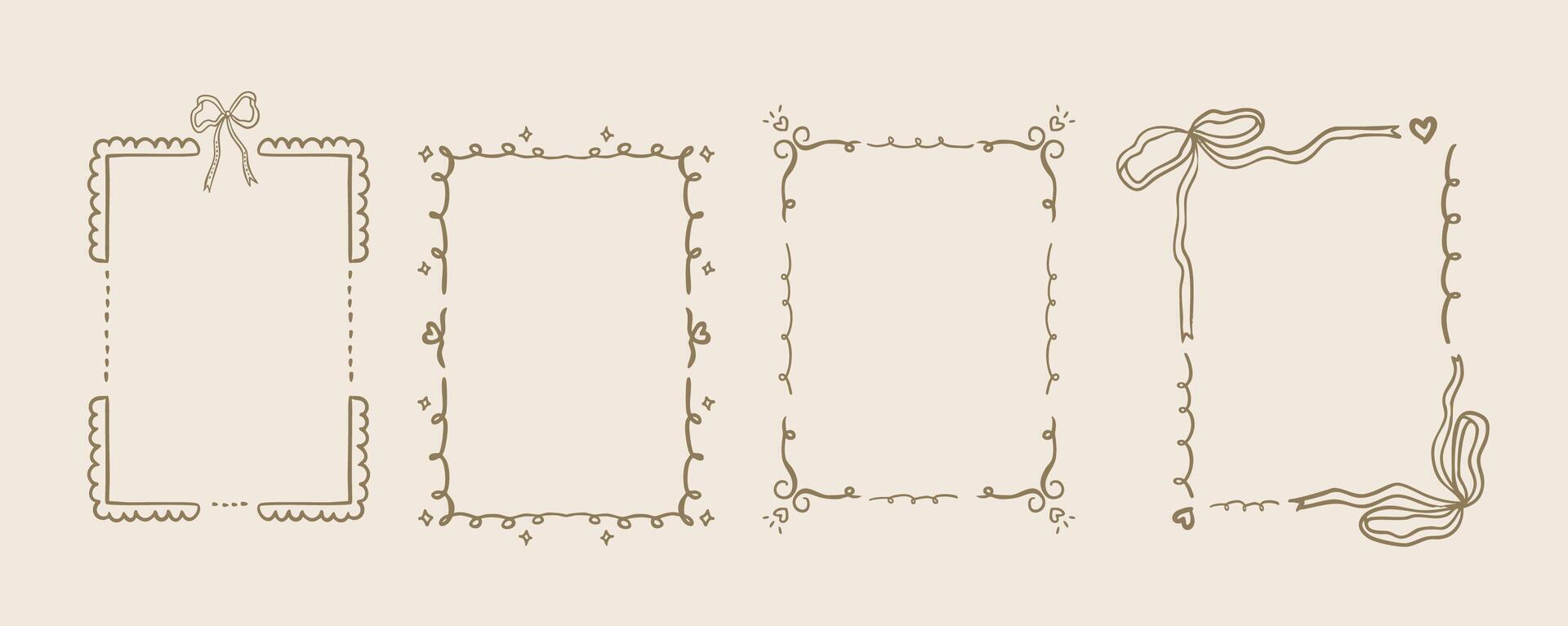 doodle frame border for birthday, wedding , kid invitation vector
