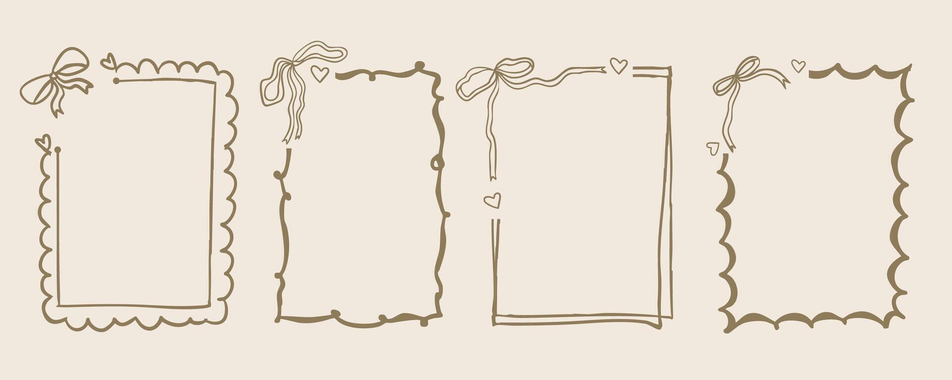Hand drawn wavy frame border for birthday, wedding , kid a4 invitation design vector