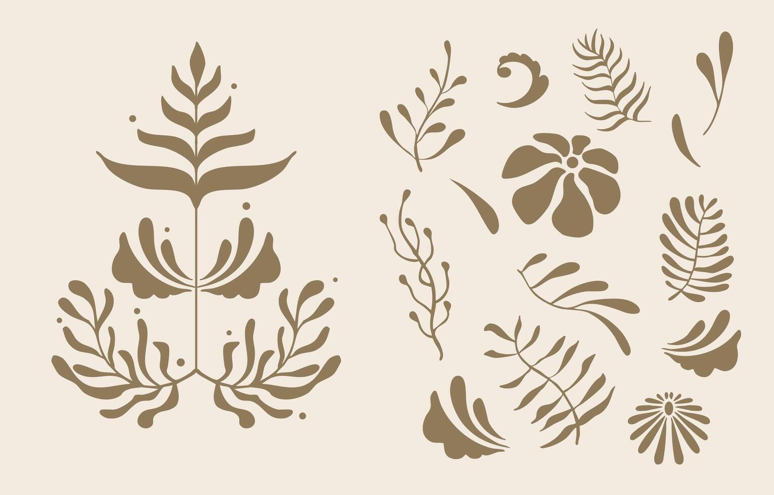 flower border element object in wavy line style vector