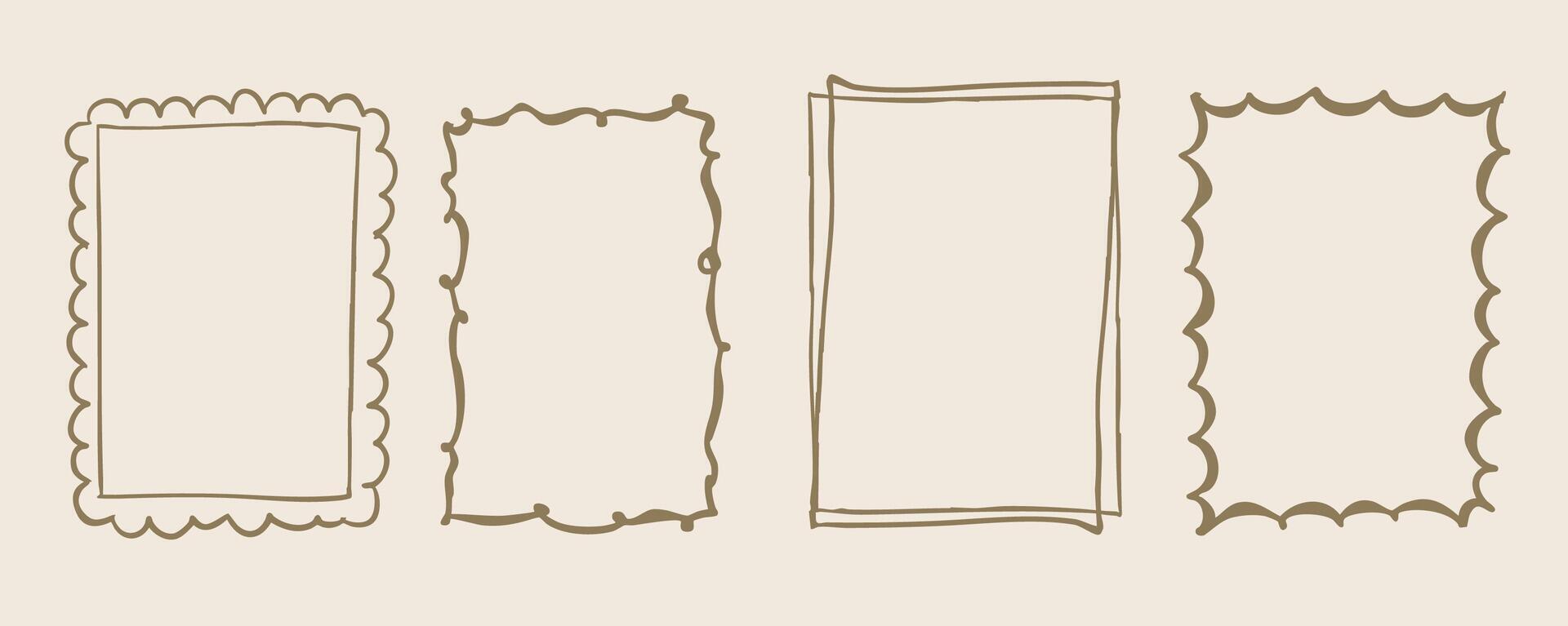 Hand drawn wavy frame border for birthday, wedding invitation design vector