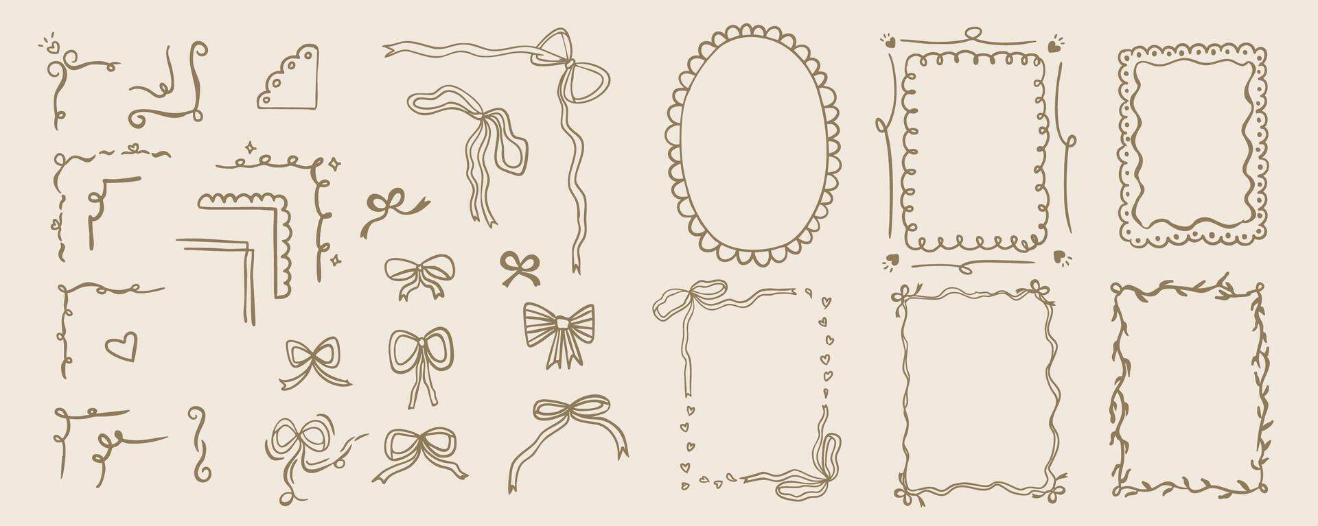 Hand drawn frame border for birthday, wedding , kid invitation design vector