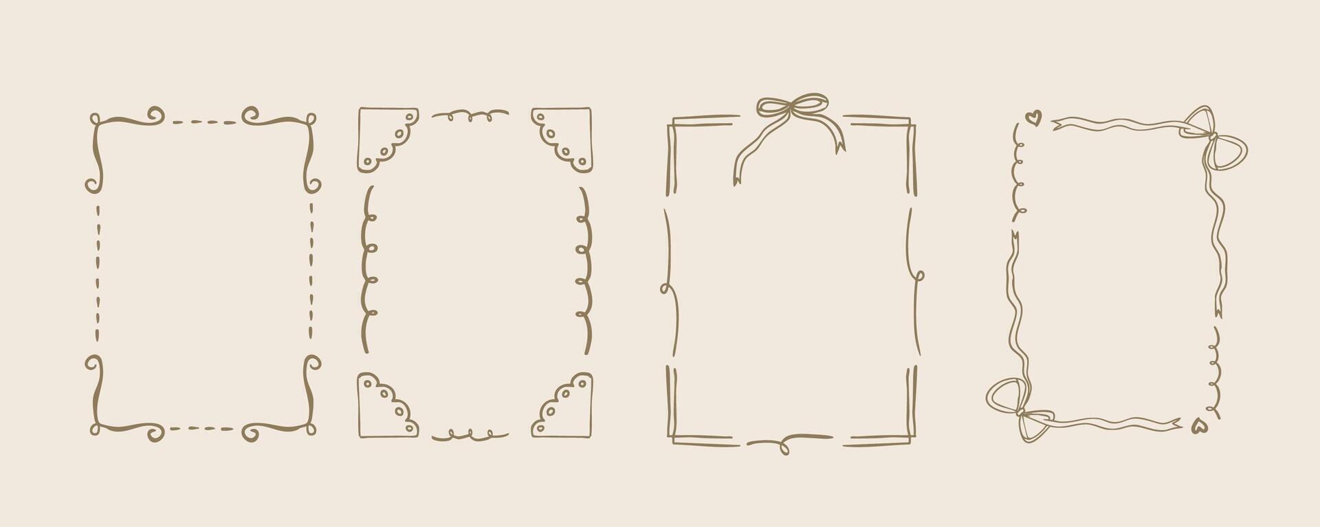 Hand drawn wavy frame border for birthday, wedding a4 design vector