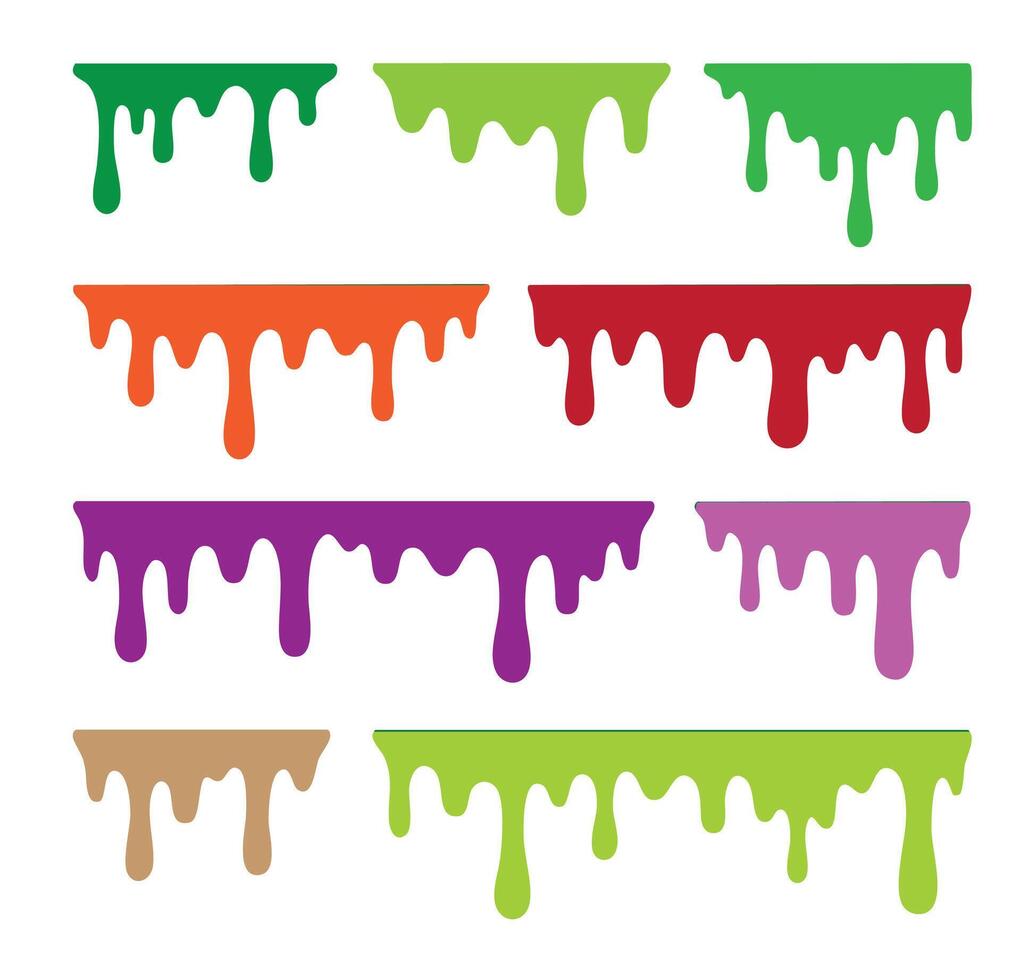 Dripping Liquid Shapes Set, Black Melting Drips vector