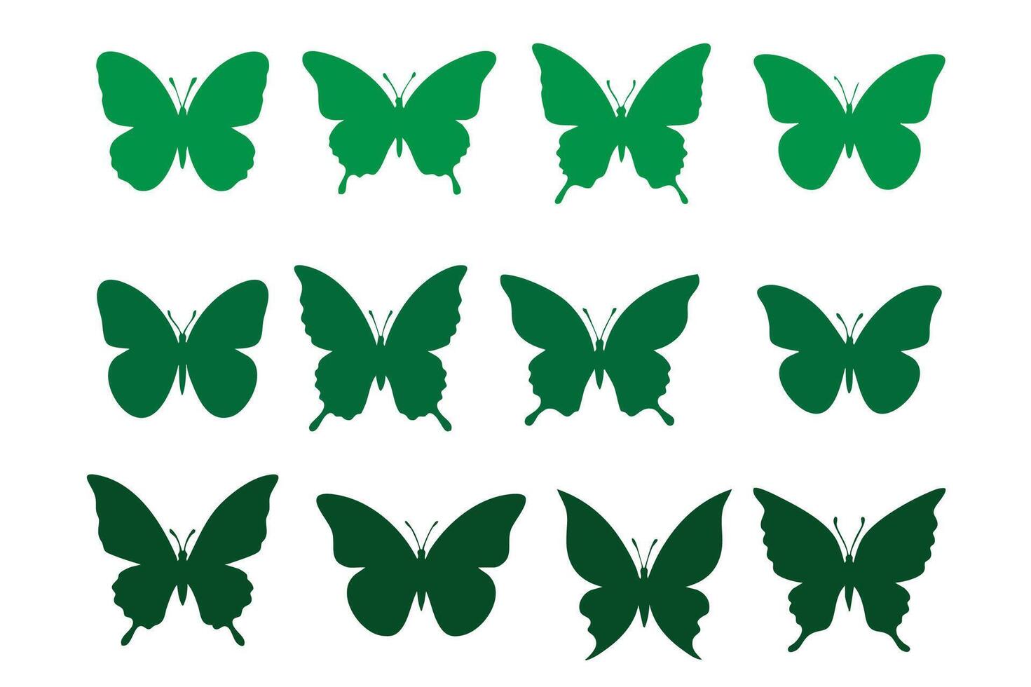 Butterfly silhouette elements, design vector