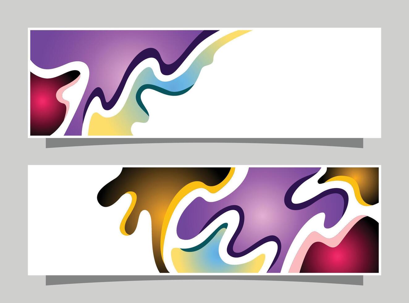 Abstract fluid shapes banner design set. vector