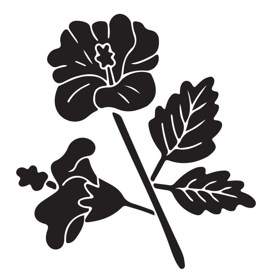 Black and white floral illustration with artistic flower design and natural elements vector
