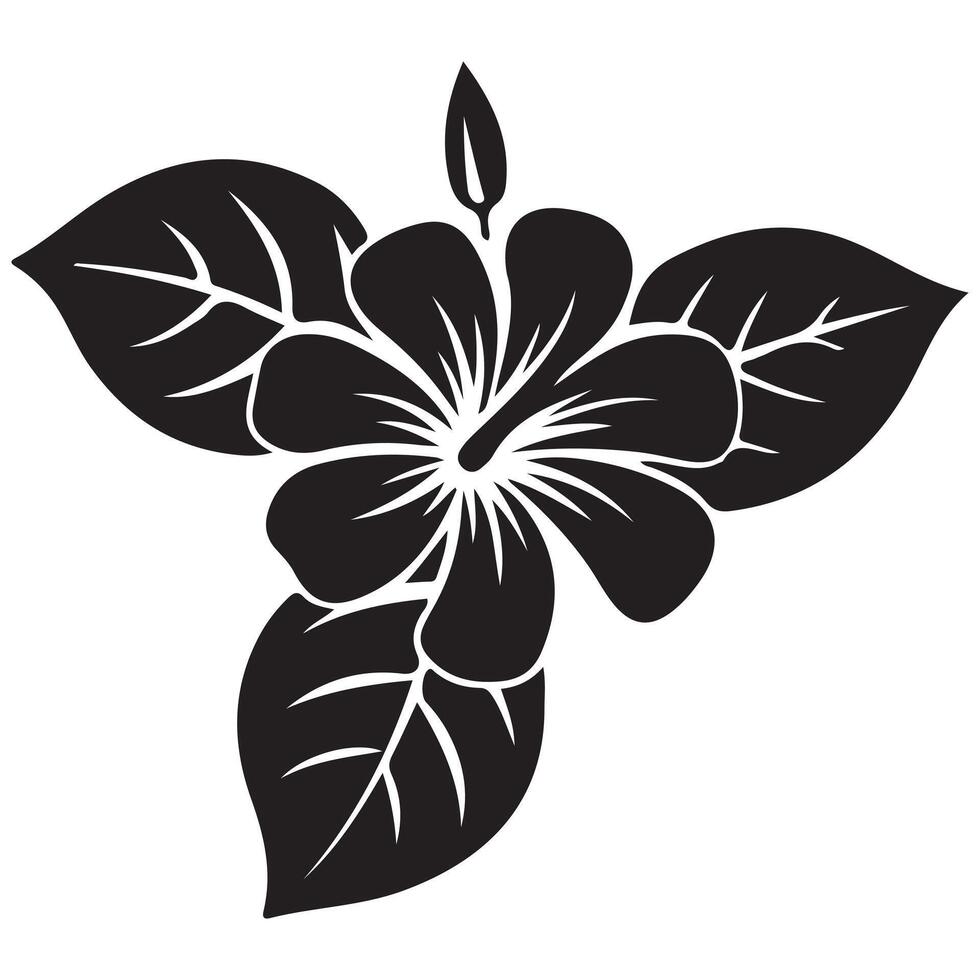 Black and white floral illustration with decorative flowers and natural elements vector