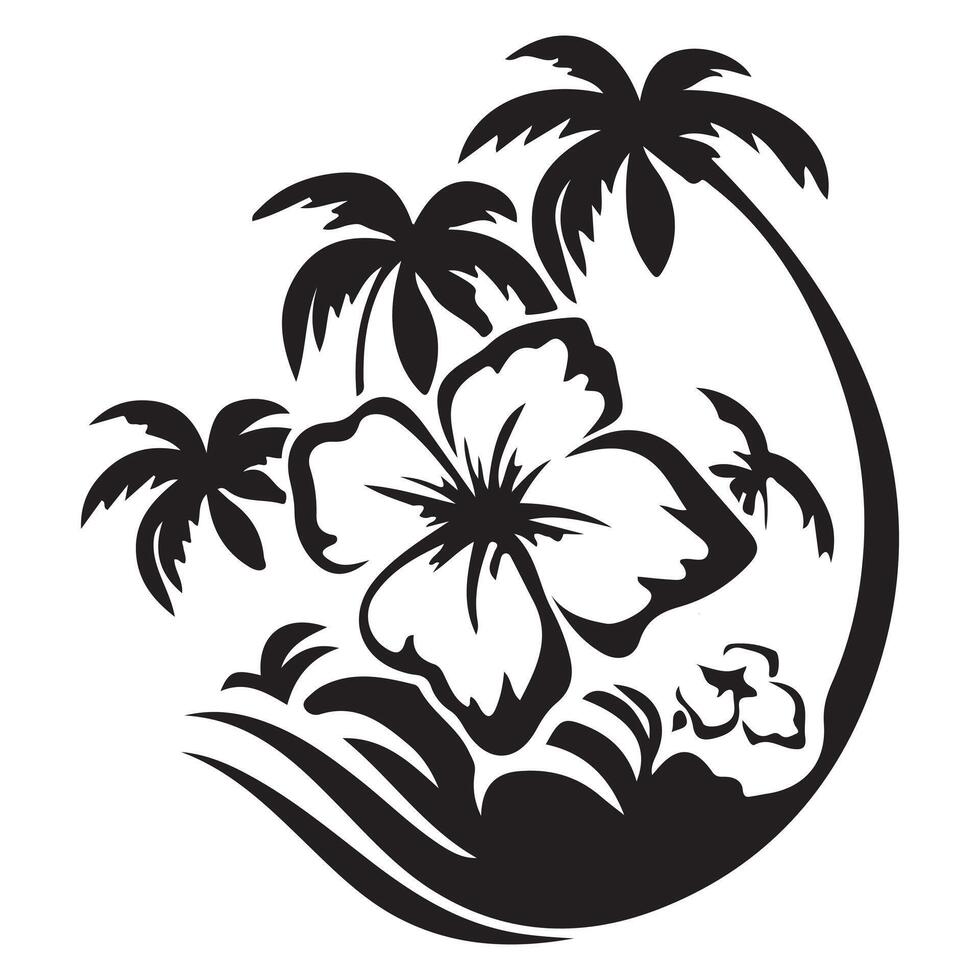 Tropical palm tree silhouette illustration for summer beach design vector