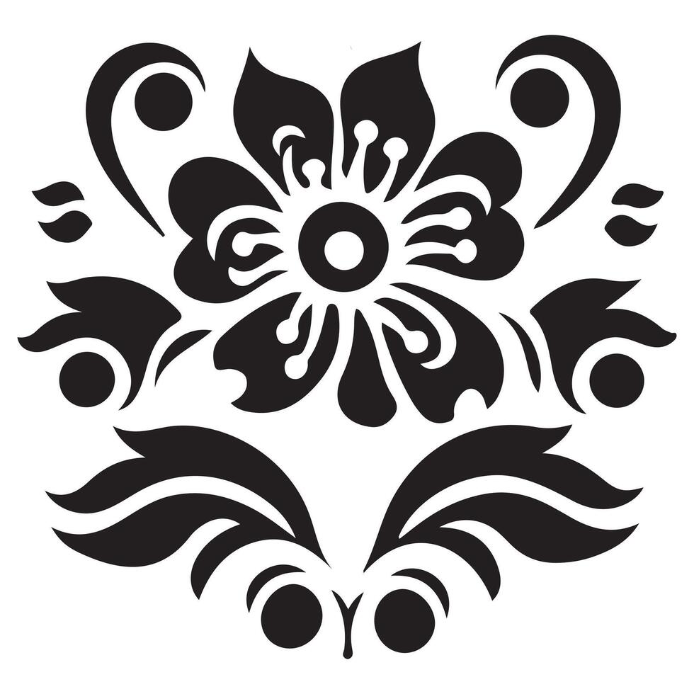 Black and white floral ornament with vintage design and decorative swirl elements vector