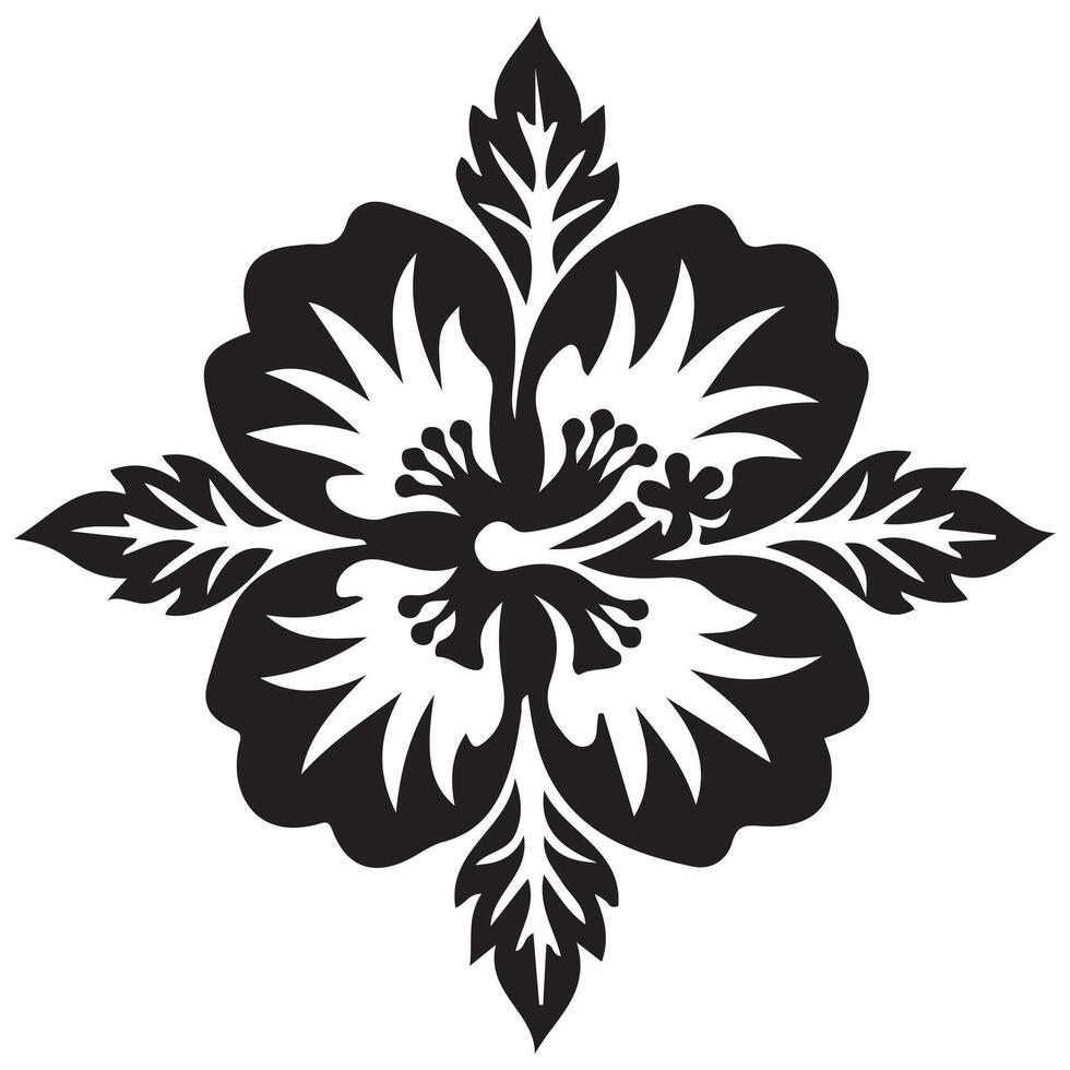 Black and white floral illustration with isolated flower design vector