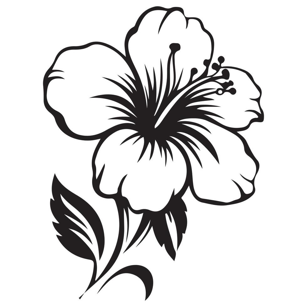 Black and white flower illustration with bold silhouette and tribal style design vector