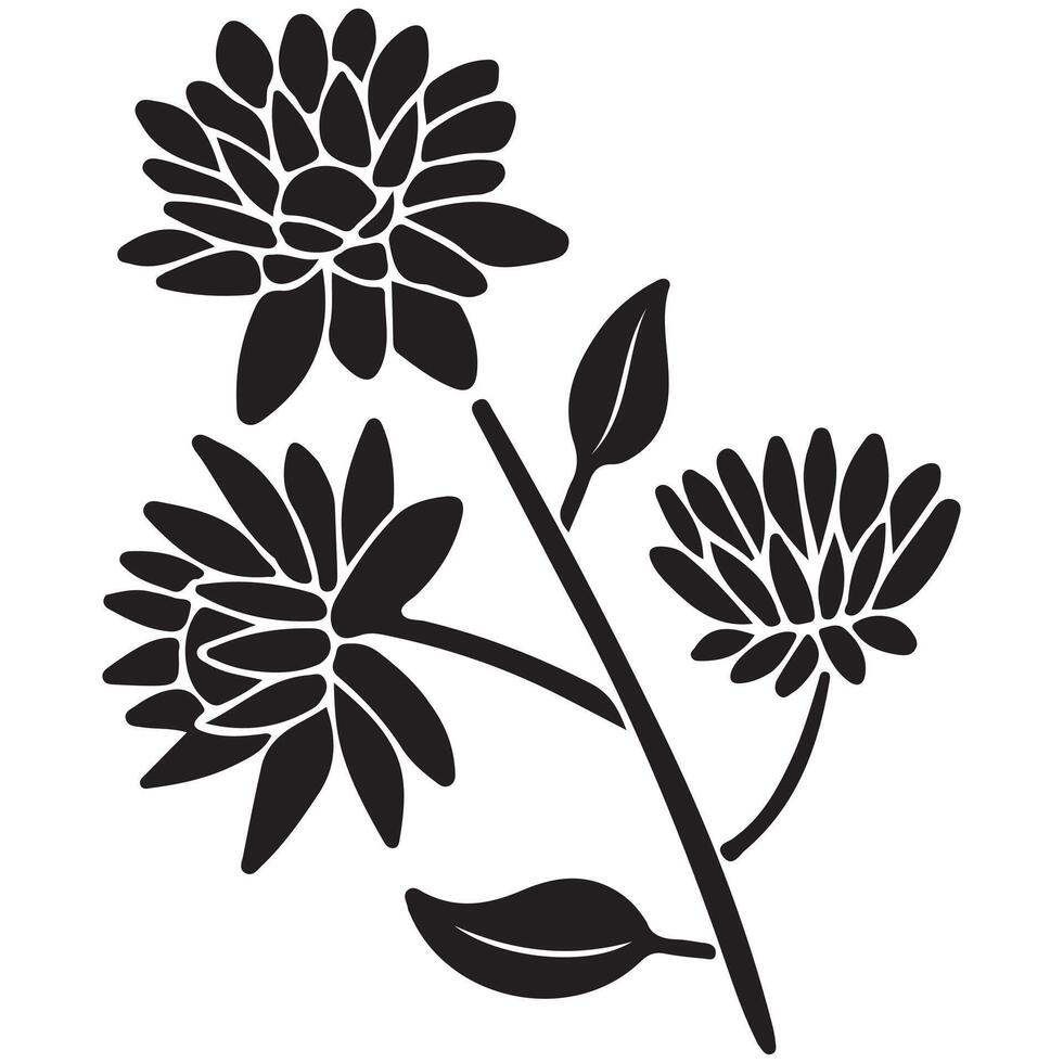 Black and white floral illustration with natural elements and artistic flower design vector