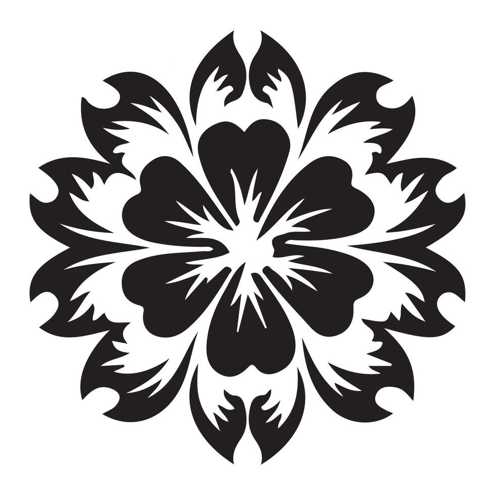 Black and white floral ornament with elegant design and decorative flower elements vector