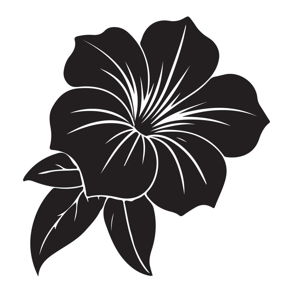 Black and white floral illustration with isolated flowers and decorative elements vector