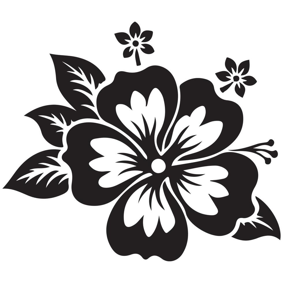 Black and white floral design with detailed flowers and decorative natural elements vector