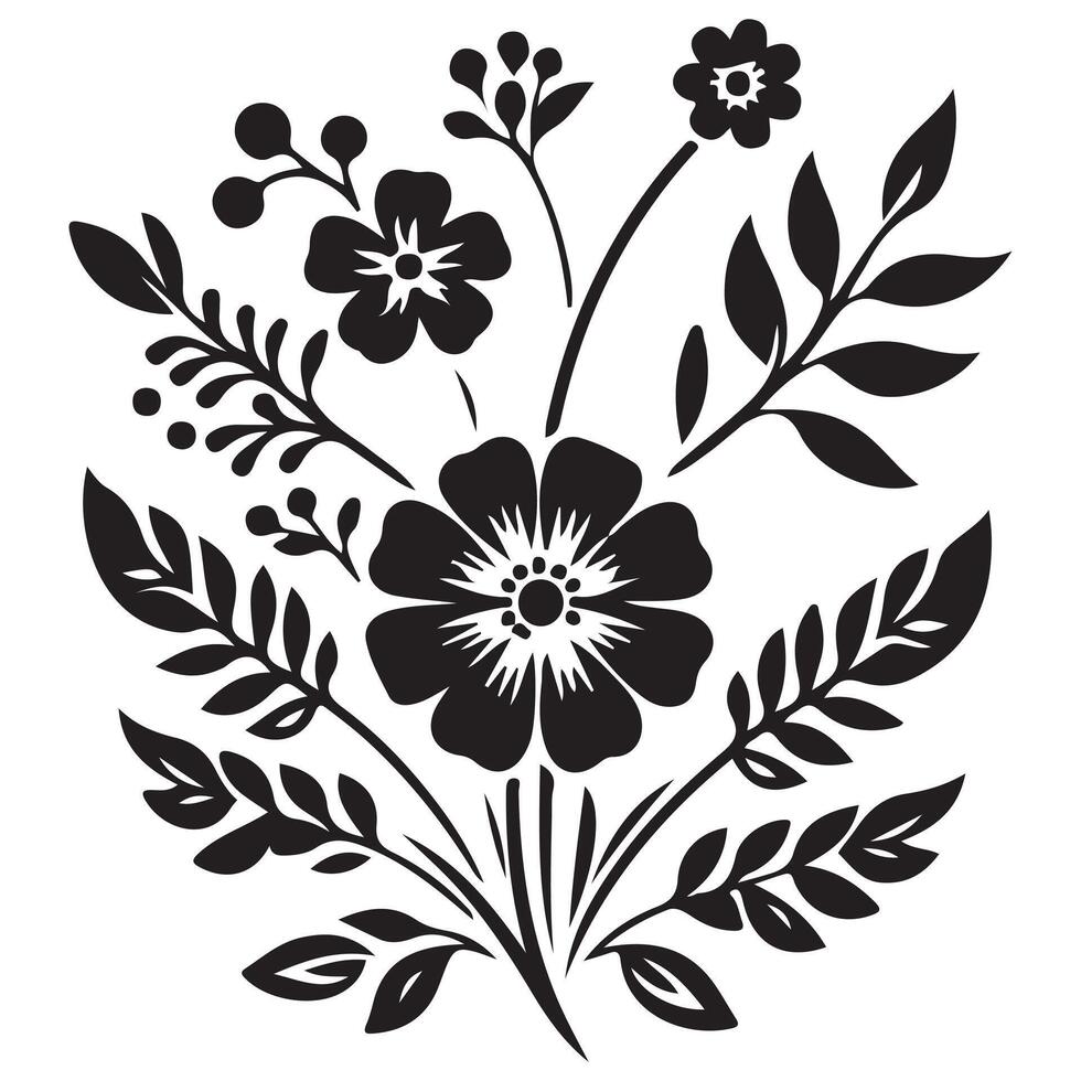 Abstract floral ornament with decorative flowers and leaves in artistic design style vector