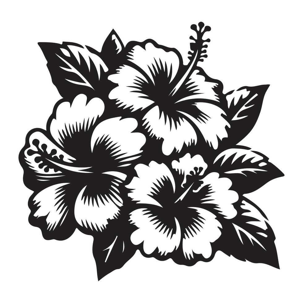 Black and white abstract floral background with vintage flower and leaf design vector