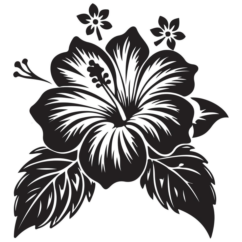 Black and white floral ornament with decorative flowers and nature-inspired design elements vector