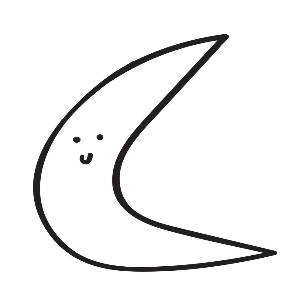 Cute moon. Children design. Doodle sketch illustration. Outline illustration on white background. vector