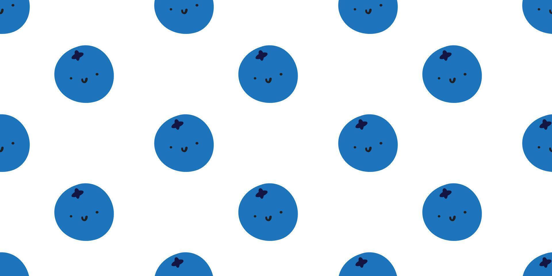 Blueberry. Cute character. Seamless pattern on white background. illustration. vector
