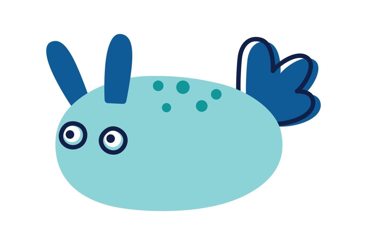 illustration of cute sea bunny in flat cartoon style. Adorable nudibranch character with rabbit features, marine animal for ocean themes, kids designs, educational materials, decor vector