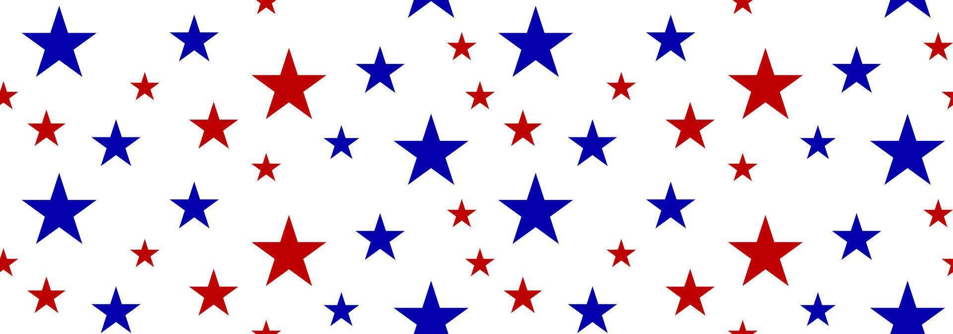 Red and blue stars scattered seamless pattern vector